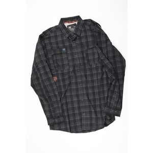 AG Gear Fishing Shirt Performance Plaid Black Gray XLT NWT